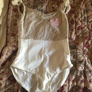 NWT XiaoXiao White Burnout Velvet Leotard